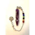 Pendulum Amethyst with Chakra chain and Pentagram